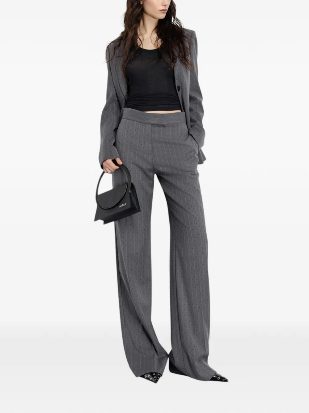 Gaelle pinstripe embellished trousers - Grijs