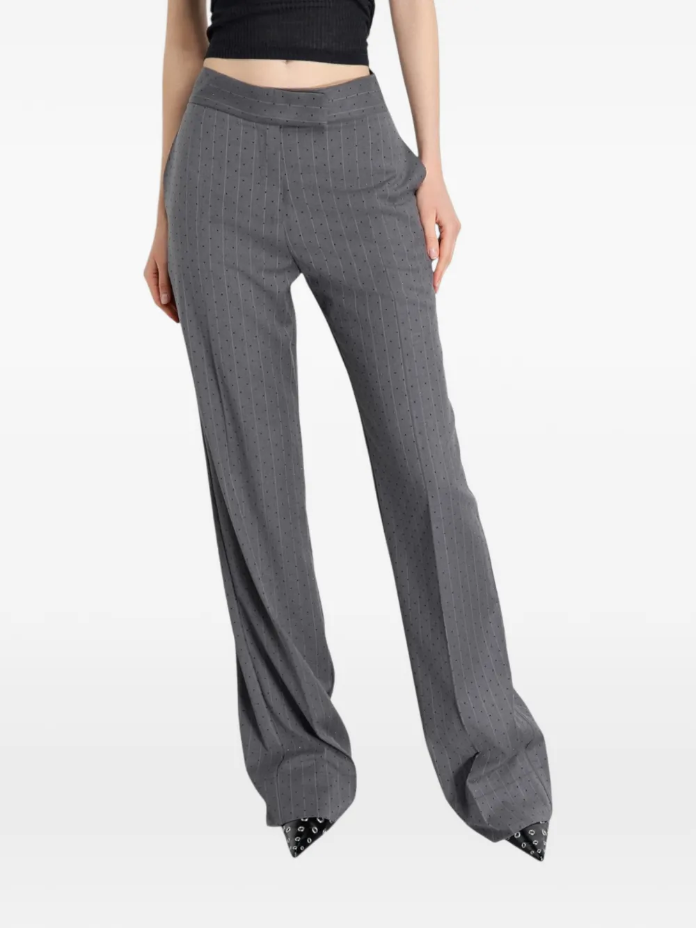 Gaelle pinstripe embellished trousers - Grigio
