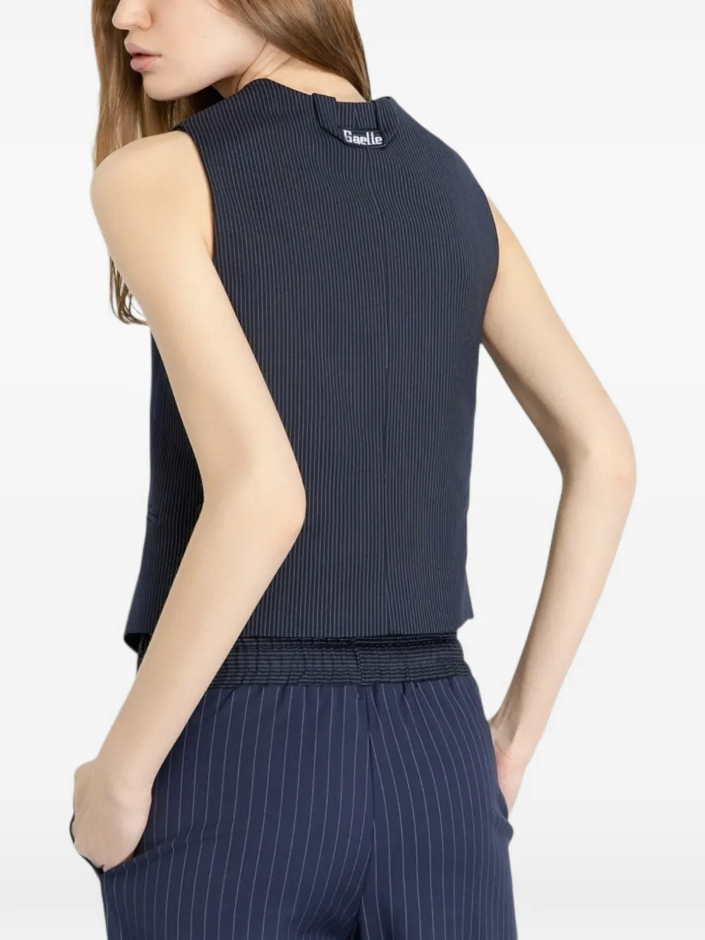 Gaëlle Pinstripe Button Gilet In Blue