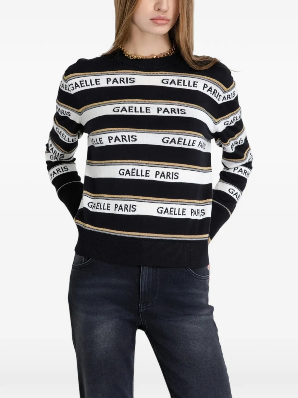 Gaelle striped jacquard sweater - Nero