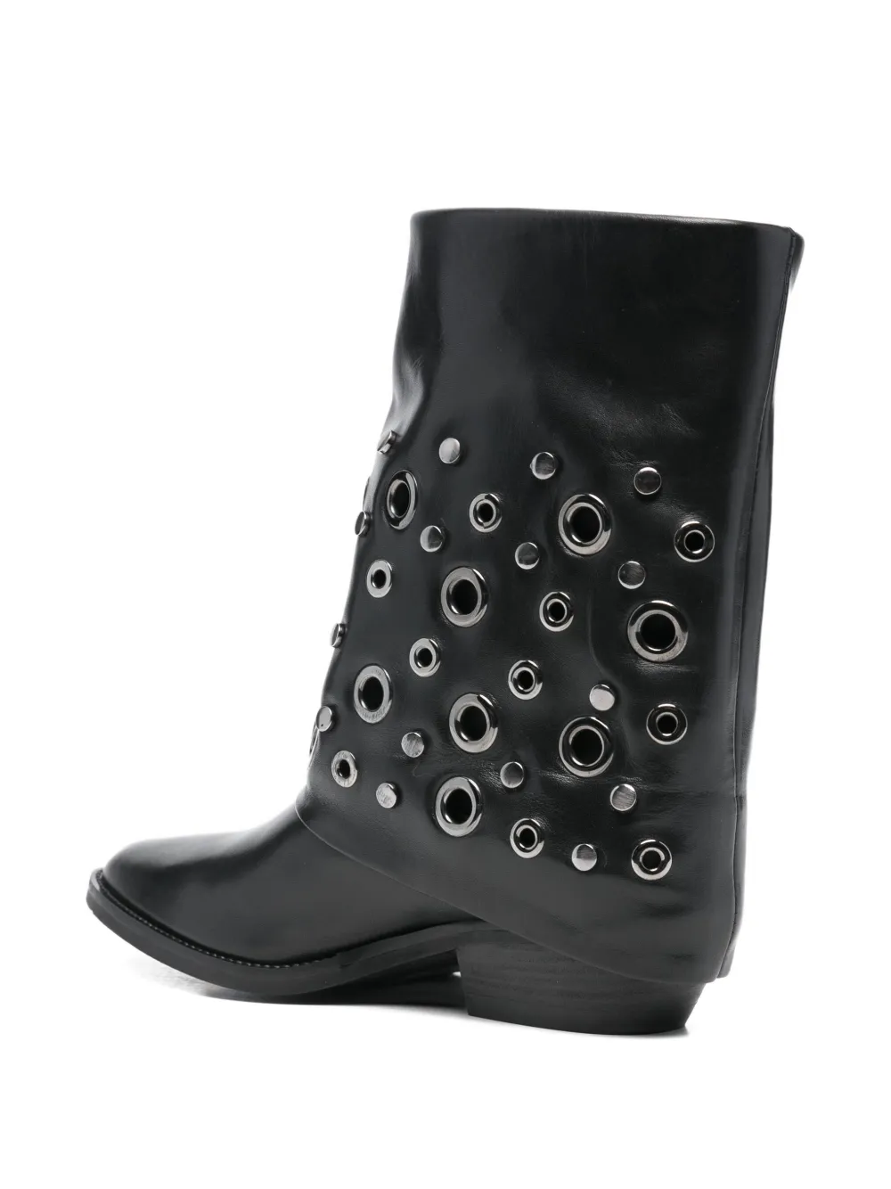 Julie Dee 40mm Eyelet Pointed-toe Boots In Black