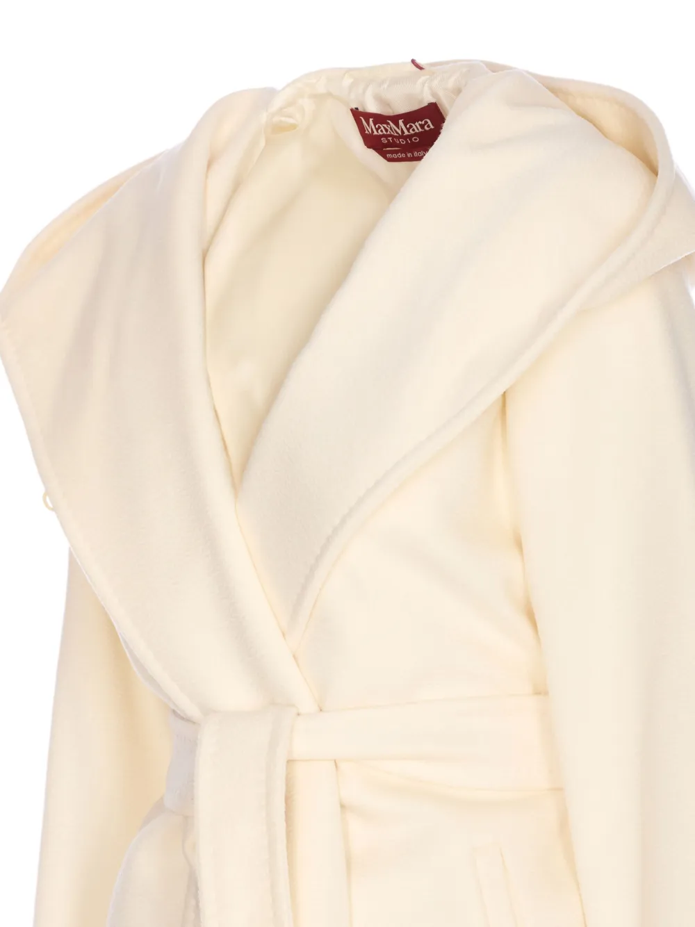 Max Mara Newmang Hooded Belted Coat In Neutral
