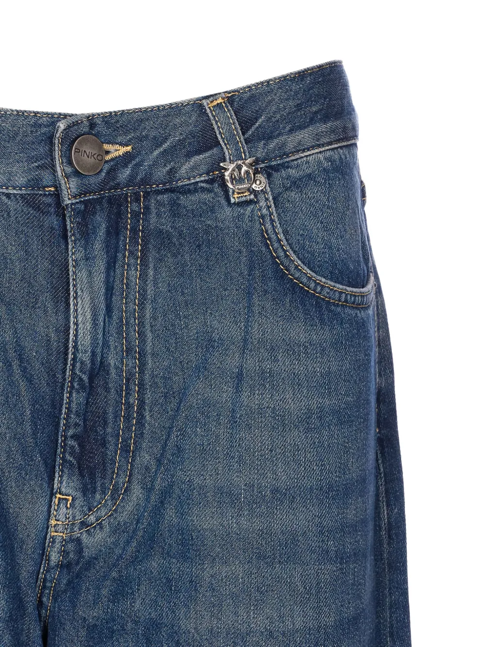 Pinko Wanda Logo-plaque Jeans In Blue