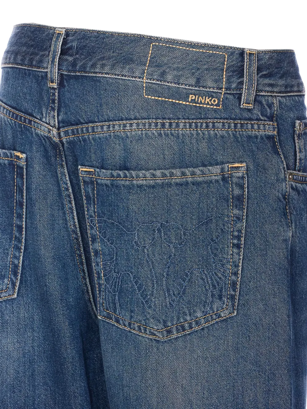 Pinko Wanda Logo-plaque Jeans In Blue
