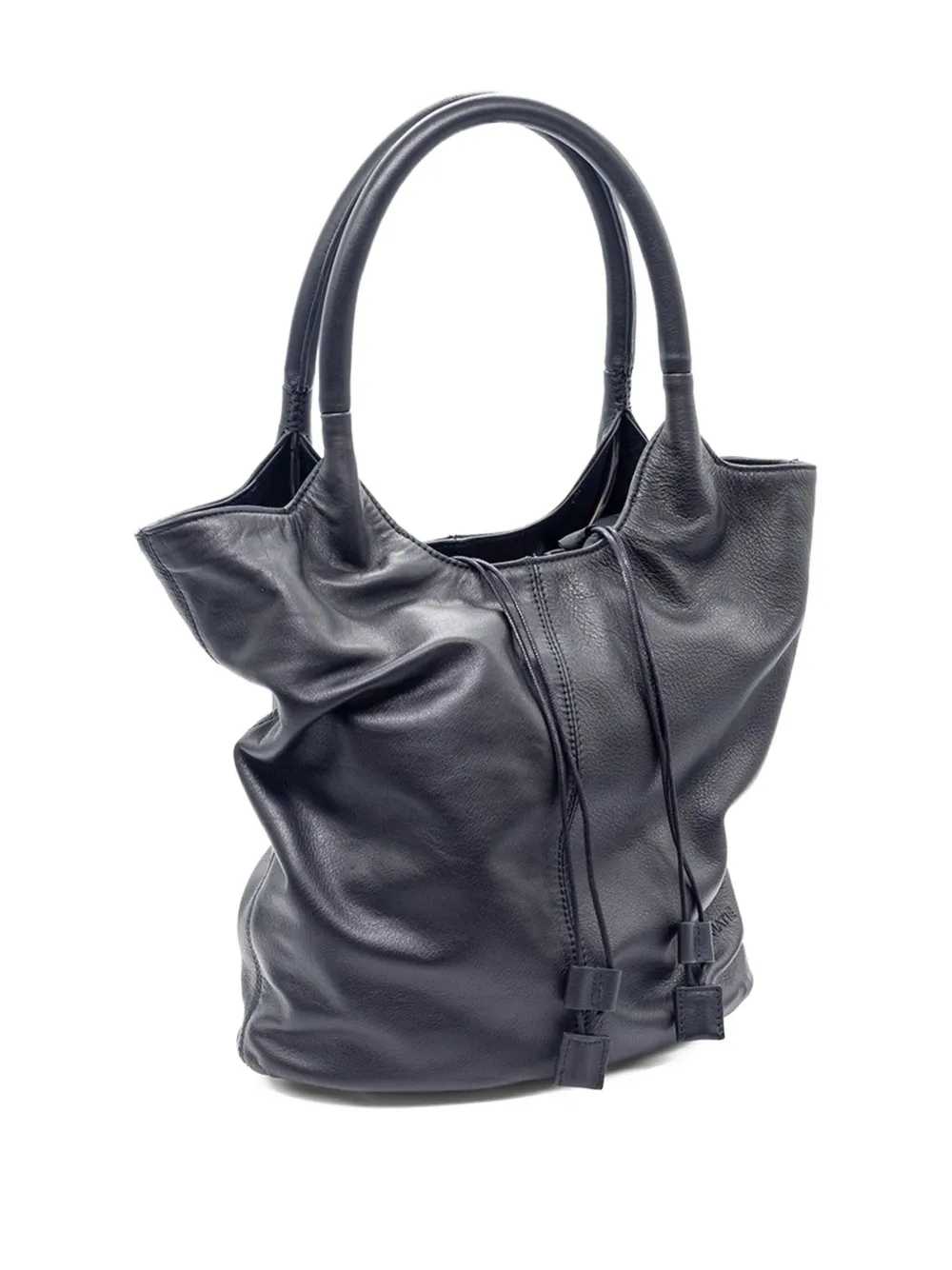 Vic Matie drawstring leather tote bag - Zwart