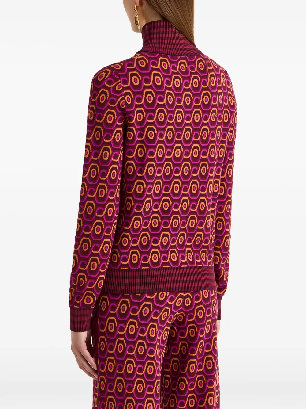 Maliparmi Rolling Chain-print Zip-up Cardigan In Burgundy