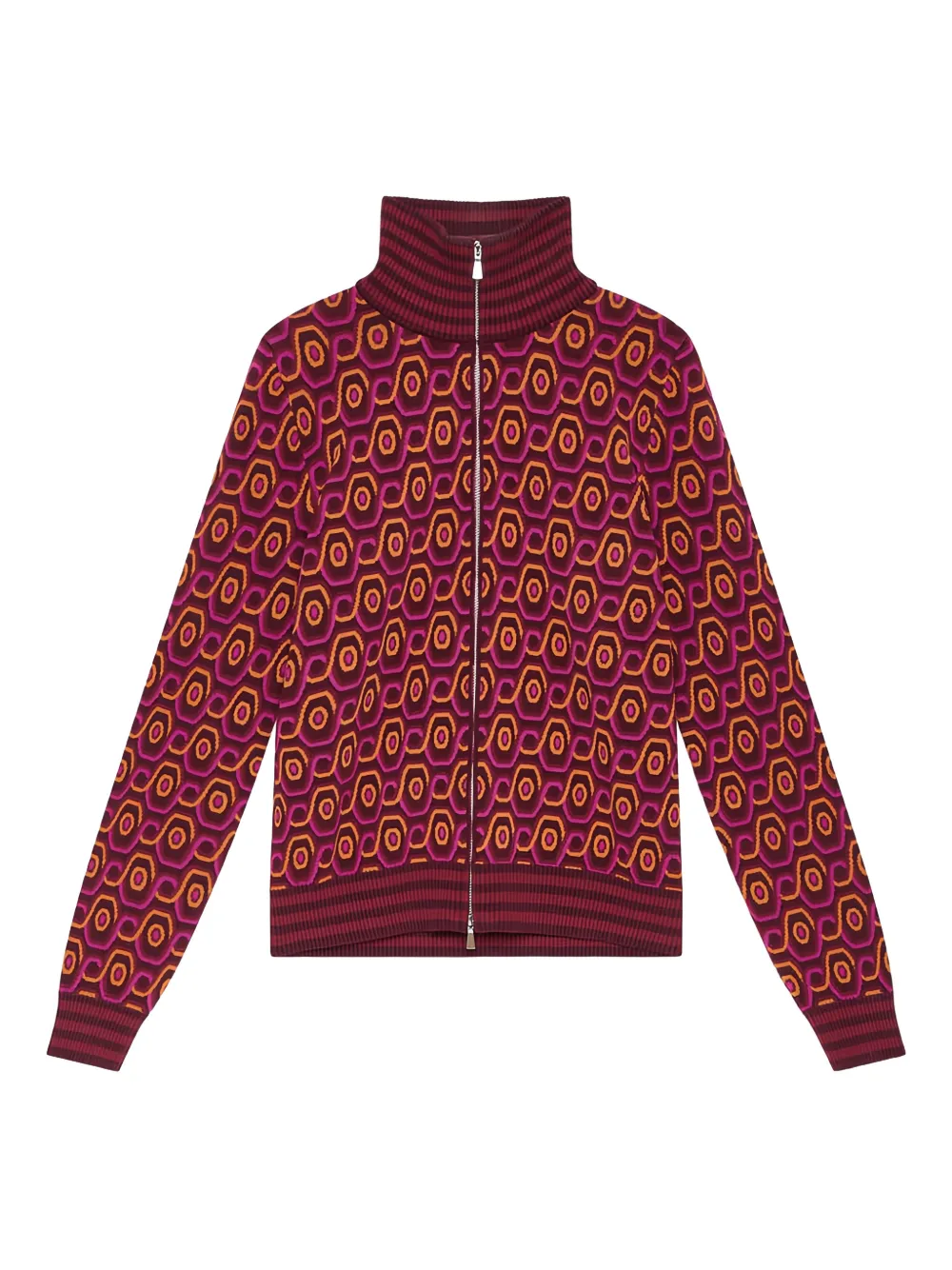 Maliparmi Rolling Chain-print Zip-up Cardigan In Burgundy