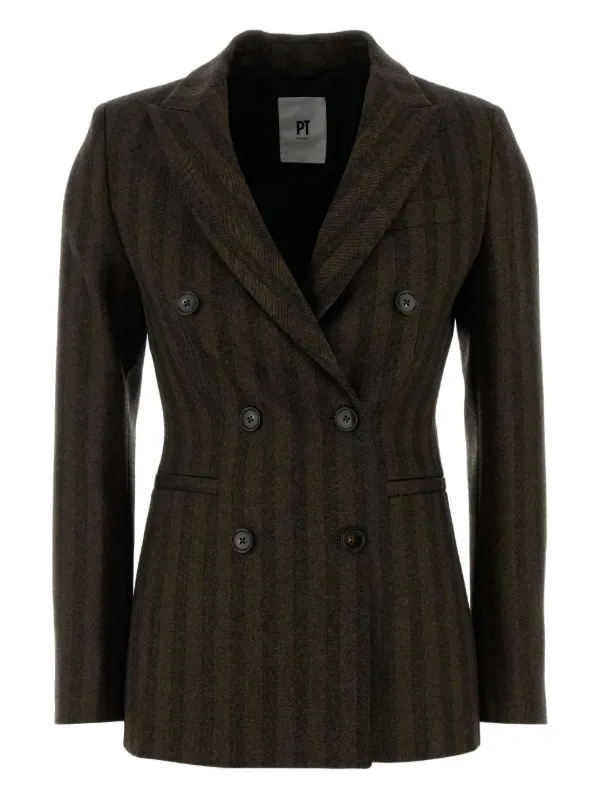 PT Torino Button Fasteningl Jacket in Brown