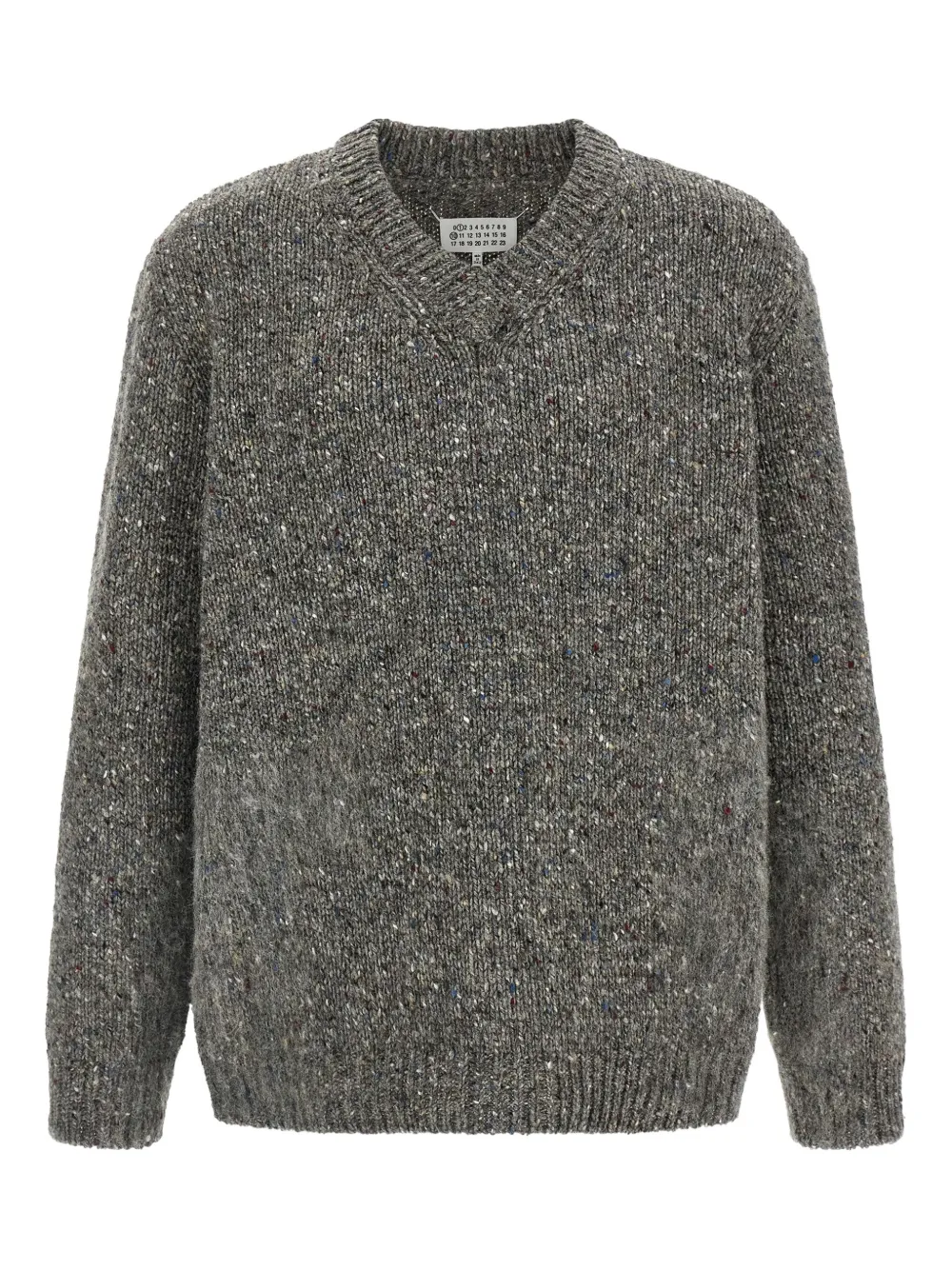 Maison Margiela ドロップショルダー Vネックセーター - グレー Maison Margiela ドロップショルダー Vネックセーター - グレー