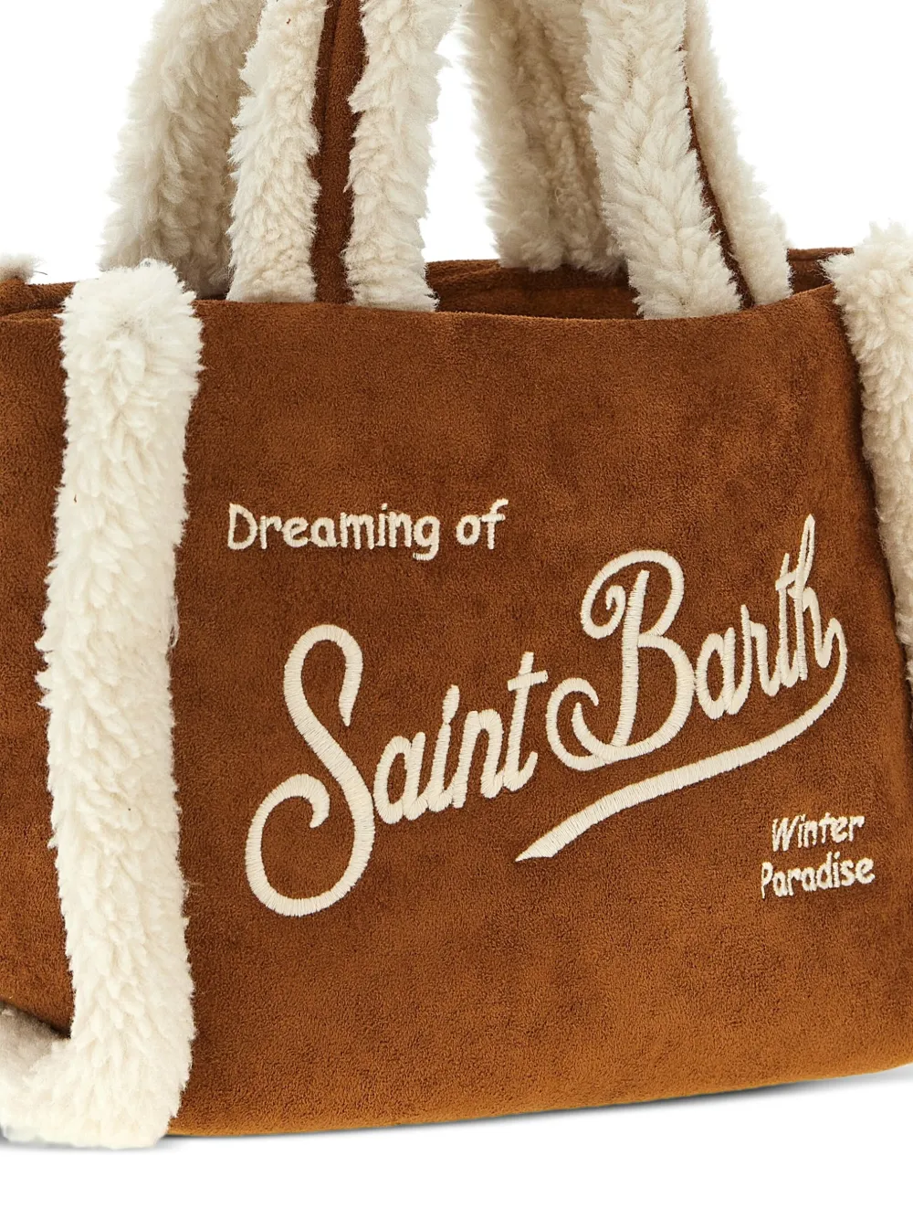 MC2 Saint Barth Vanity mini-shopper met lammy afwerking Bruin