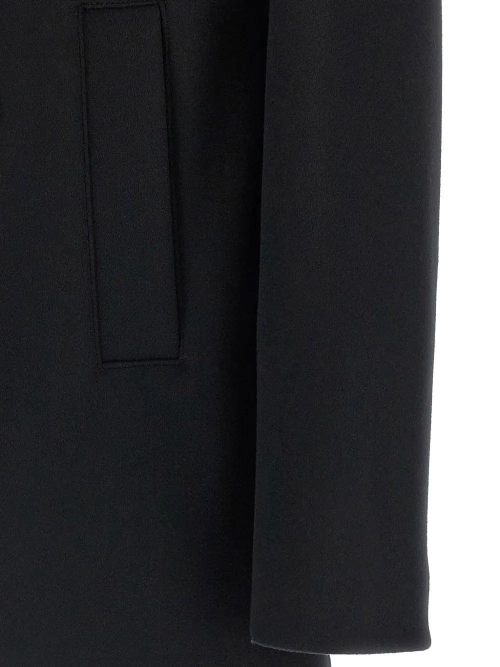 Herno Double-breasted Wool Coat Side Pockets In Black