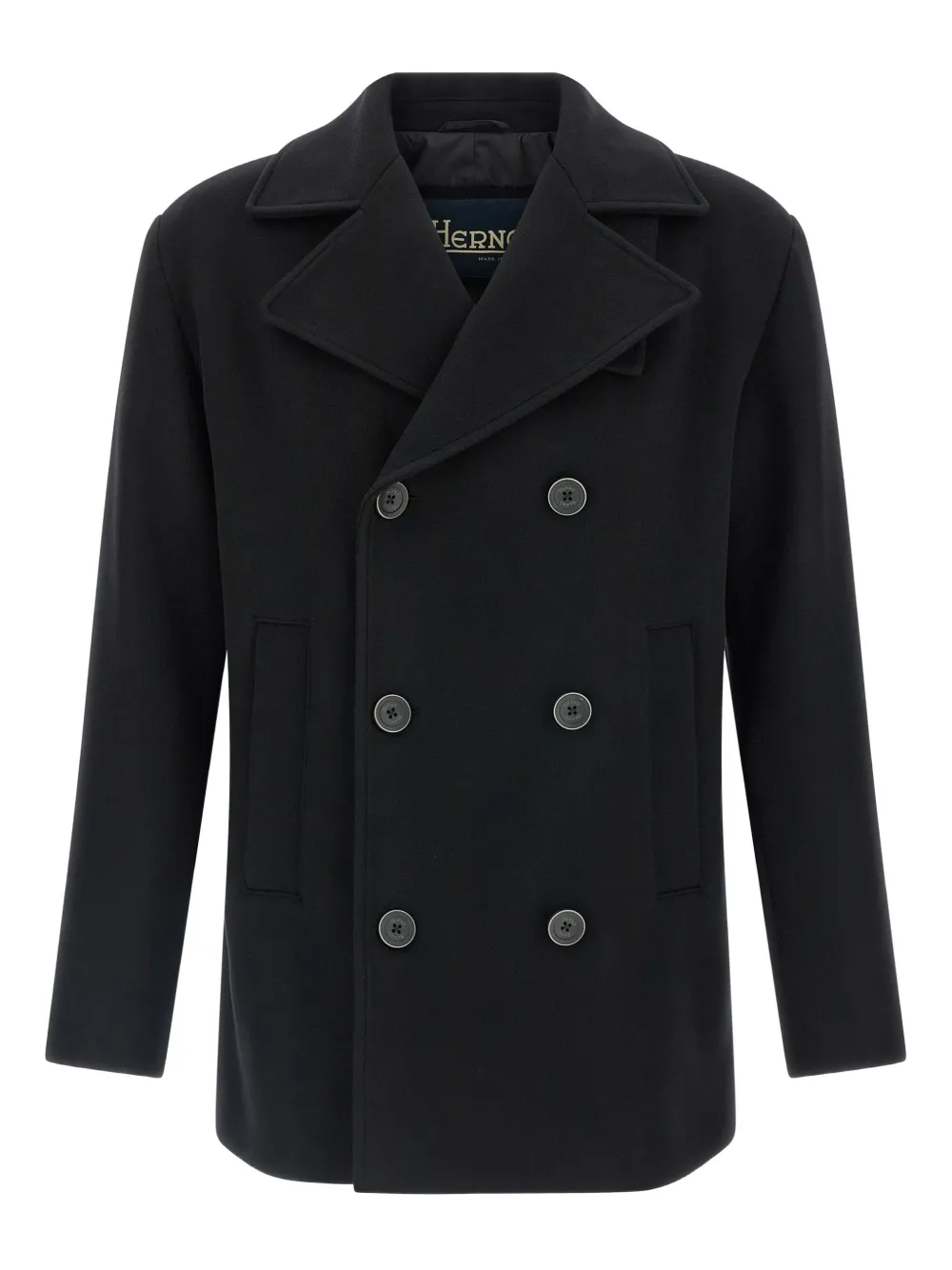 Herno abrigo con doble botonadura y cuello alto | negro | Image 1