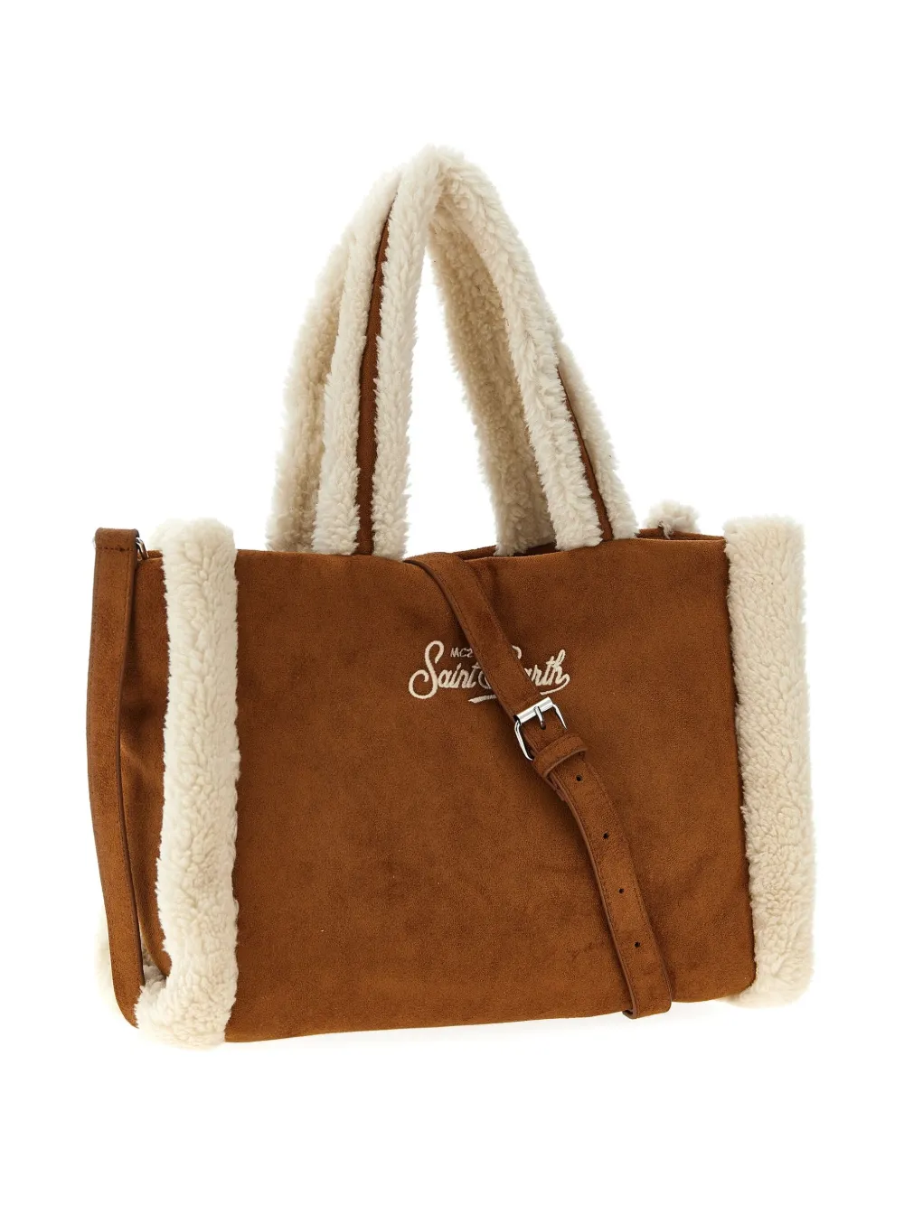 Mc2 Saint Barth Colette Shearling-lined Tote Bag In Brown