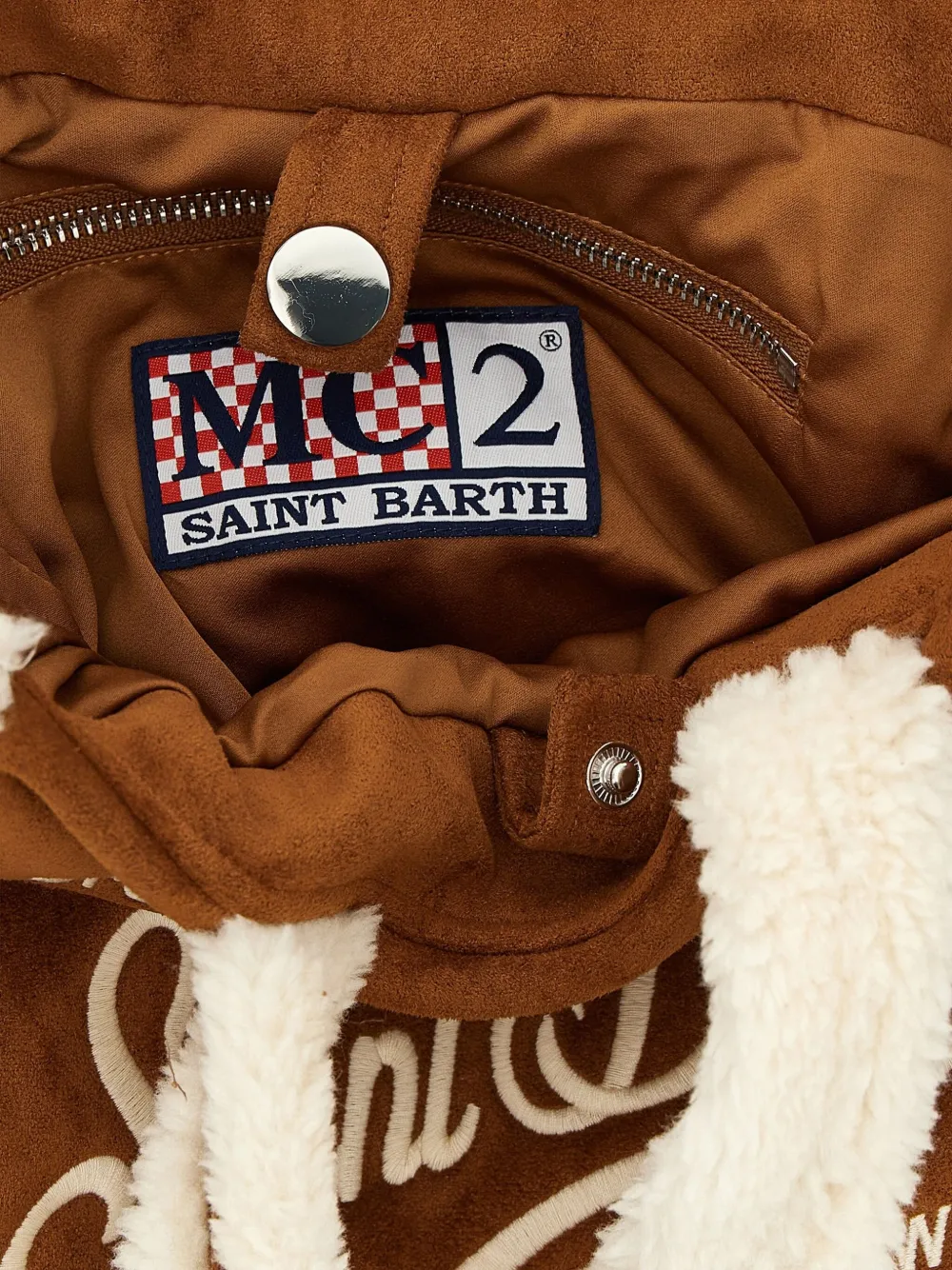 Mc2 Saint Barth Colette Shearling-lined Tote Bag In Brown