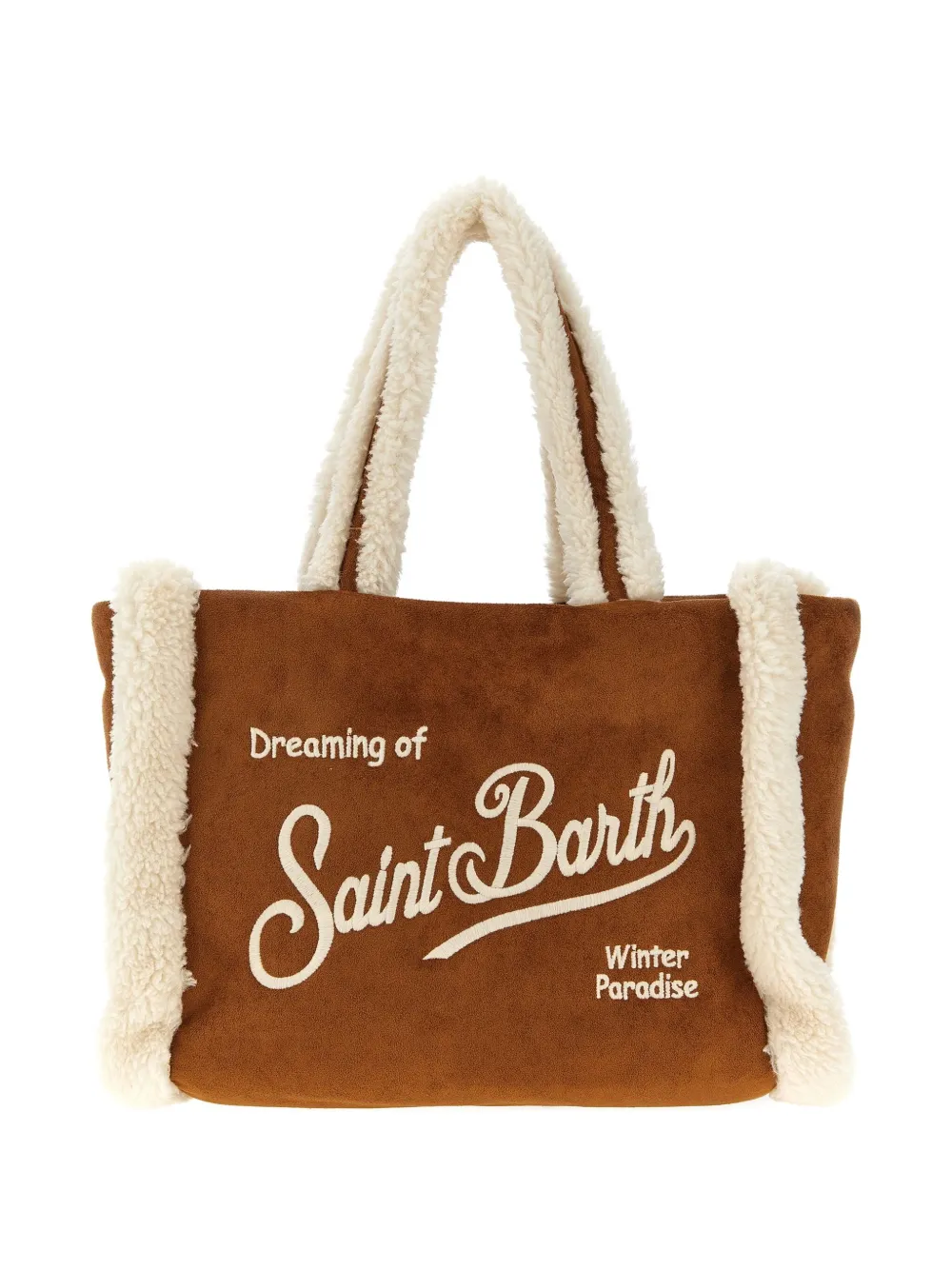 Mc2 Saint Barth Colette Shearling-lined Tote Bag In Brown