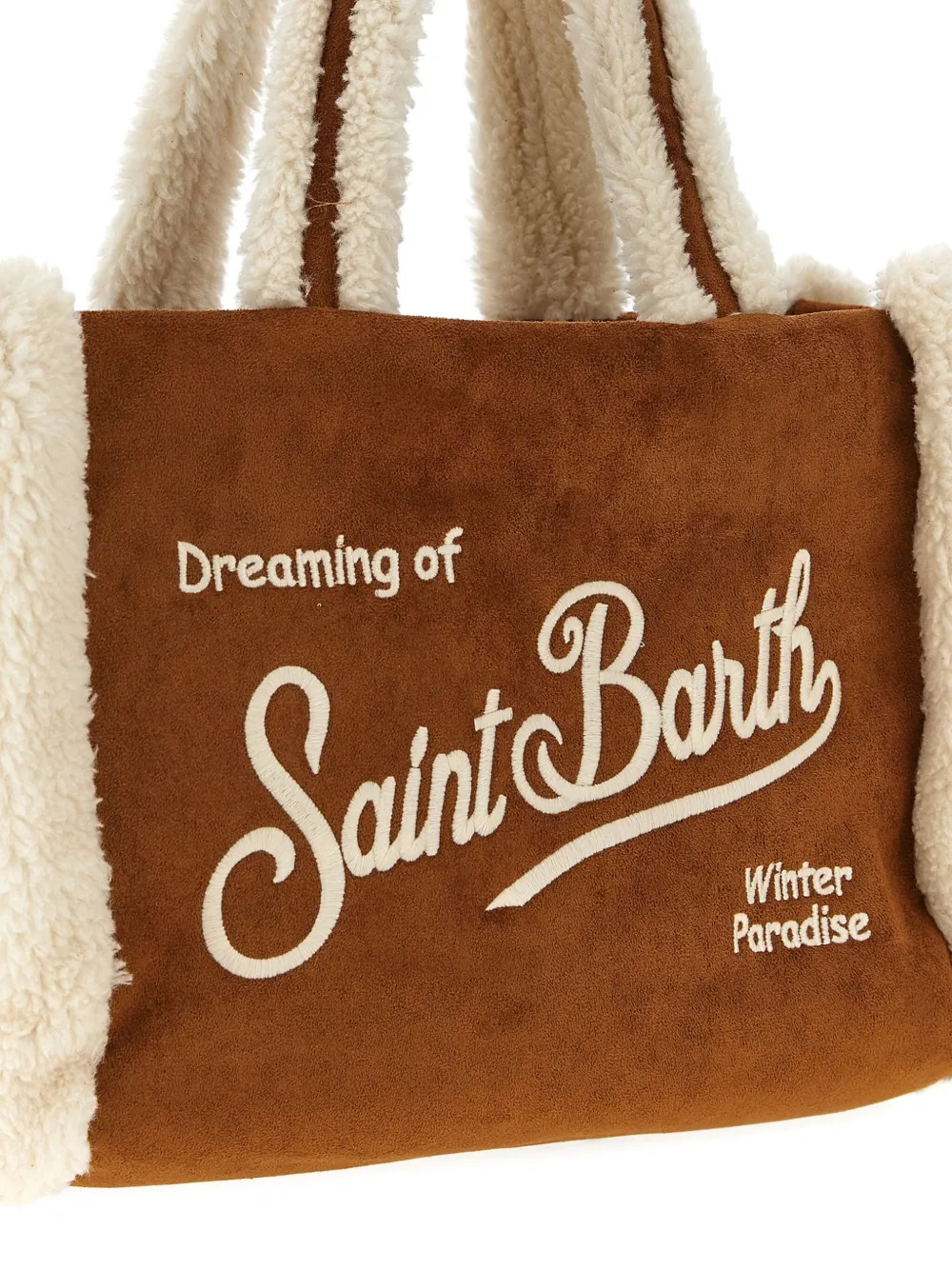 Mc2 Saint Barth Colette Shearling-lined Tote Bag In Brown