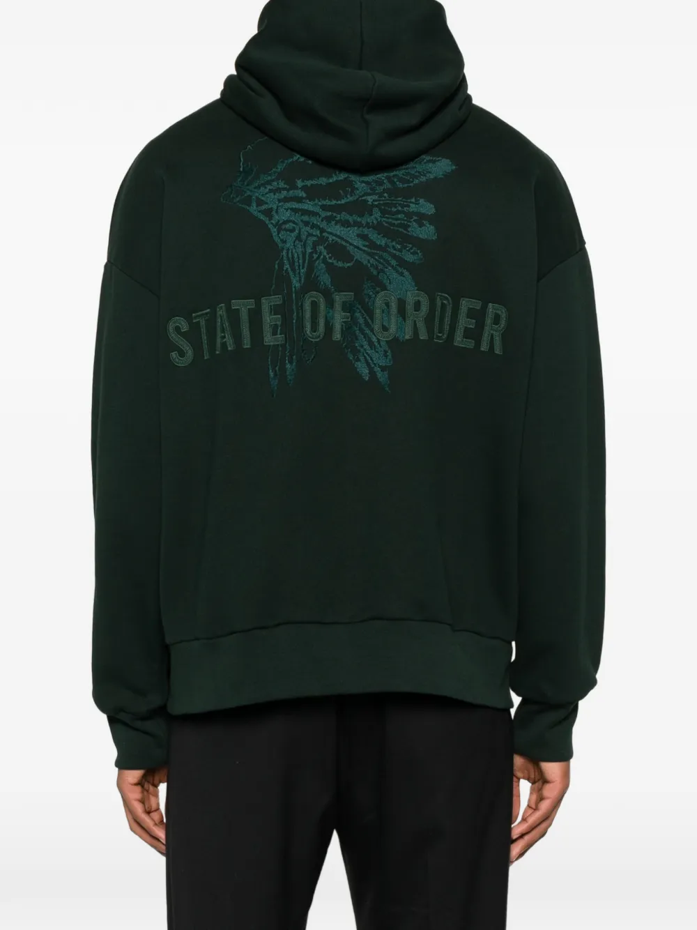 State Of Order Embroidered Hoodie In Green
