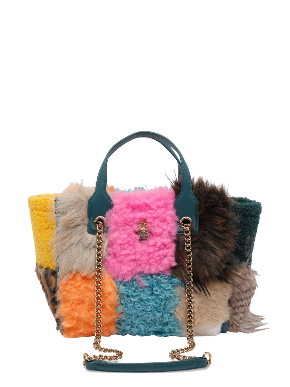 Kurt Geiger Hoxton Faux-fur Chain Tote Bag In Neutral
