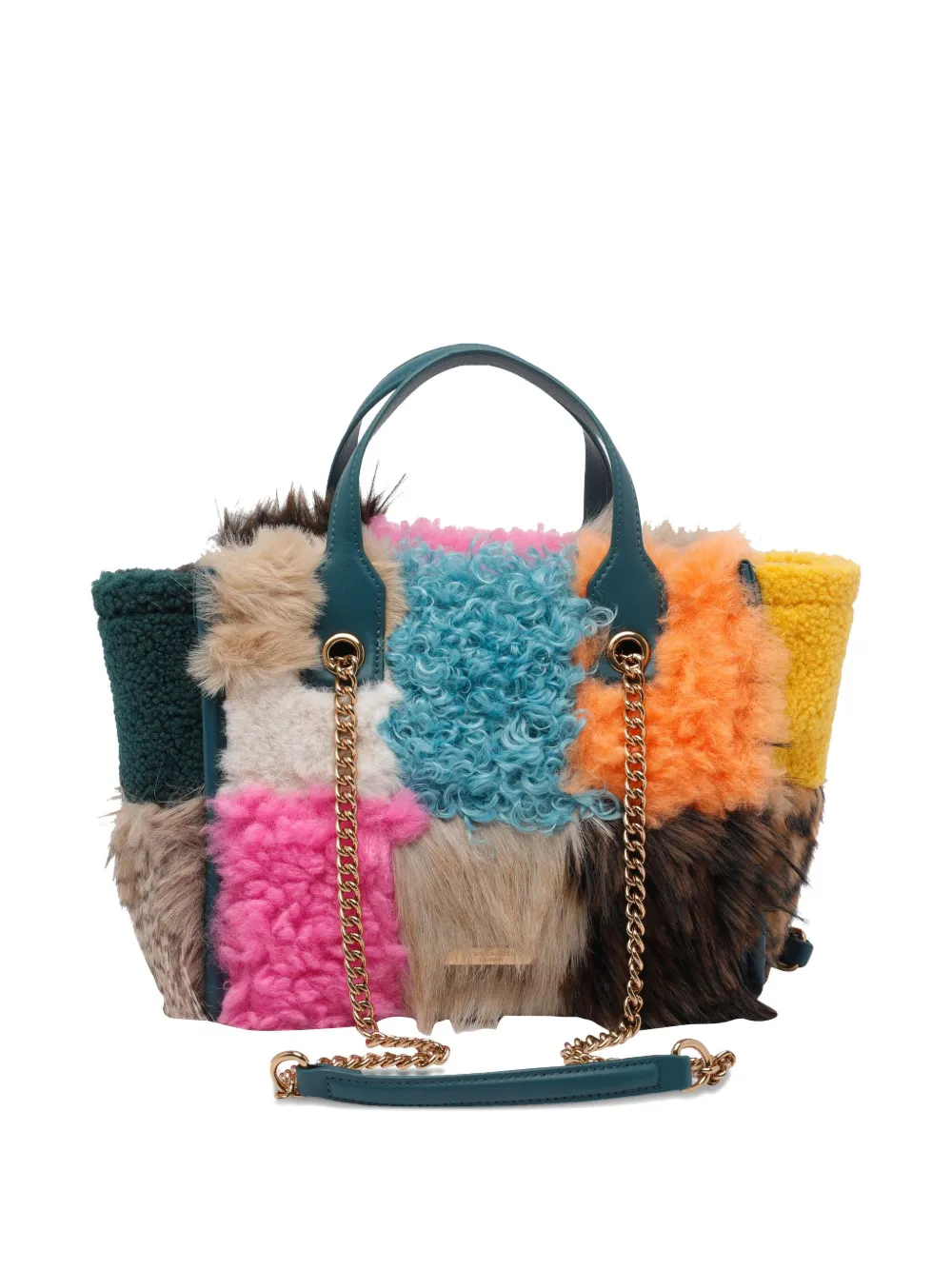 Kurt Geiger Hoxton Faux-fur Chain Tote Bag In Neutral