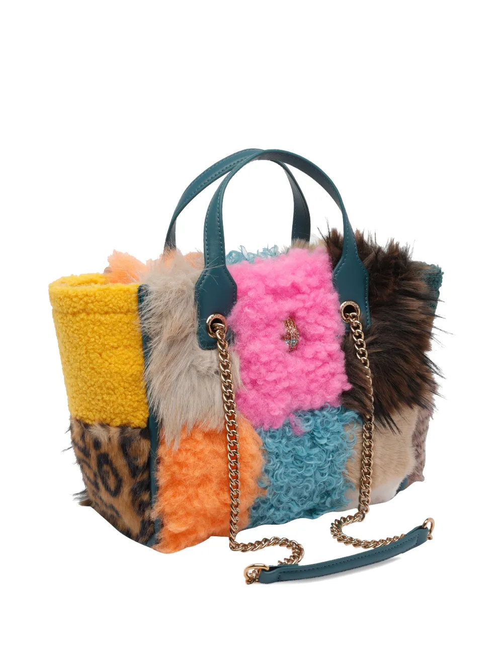 Kurt Geiger Hoxton Faux-fur Chain Tote Bag In Neutral