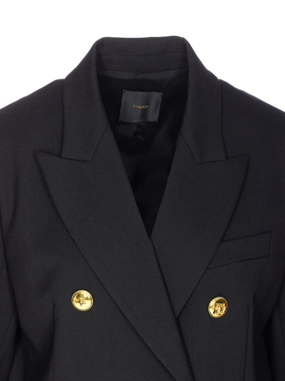 Pinko Double Breasted Jacket Gold Tone Buttons In Black