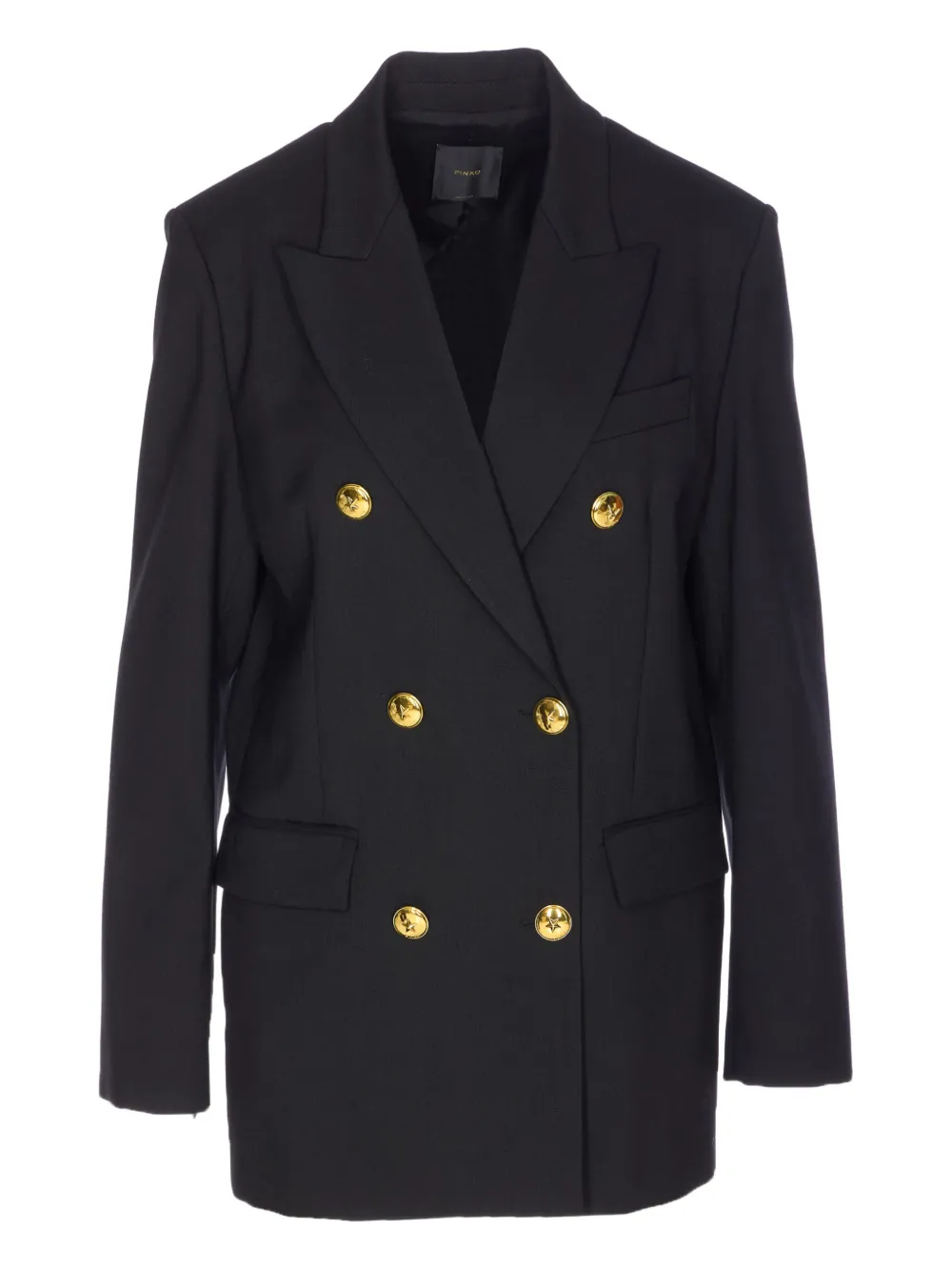 Pinko Double Breasted Jacket Gold Tone Buttons In Black