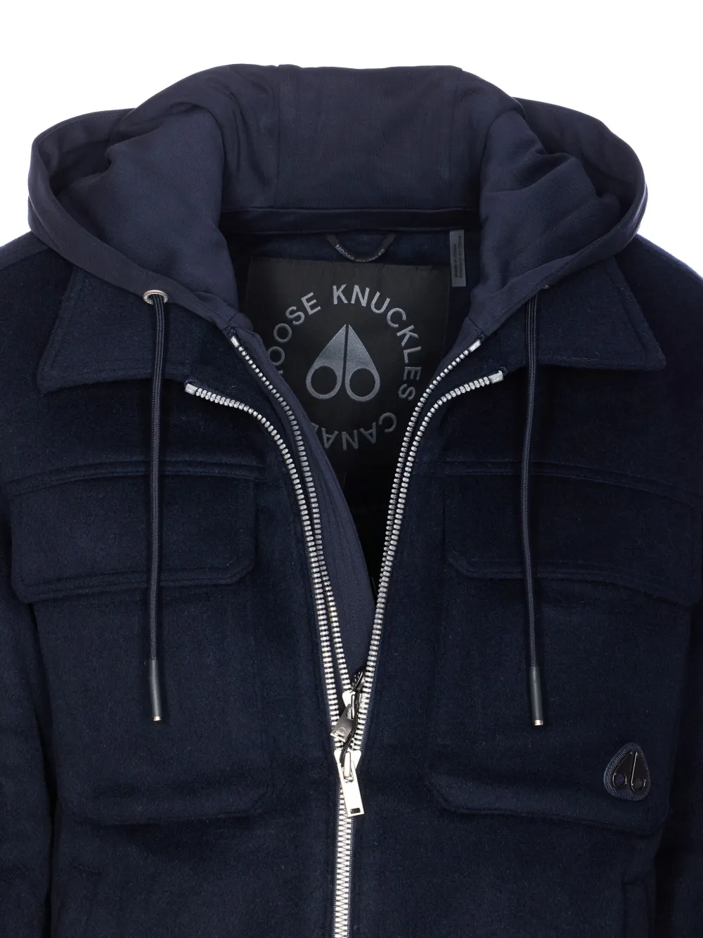 Moose Knuckles Snowdon jack met capuchon en dubbele rits Blauw