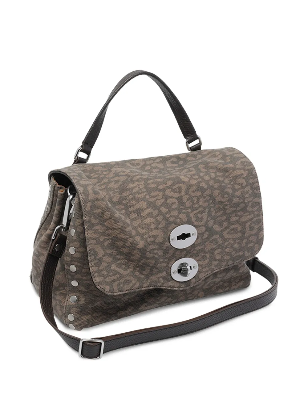 Zanellato Postina shopper met dierenprint en draaislot Bruin