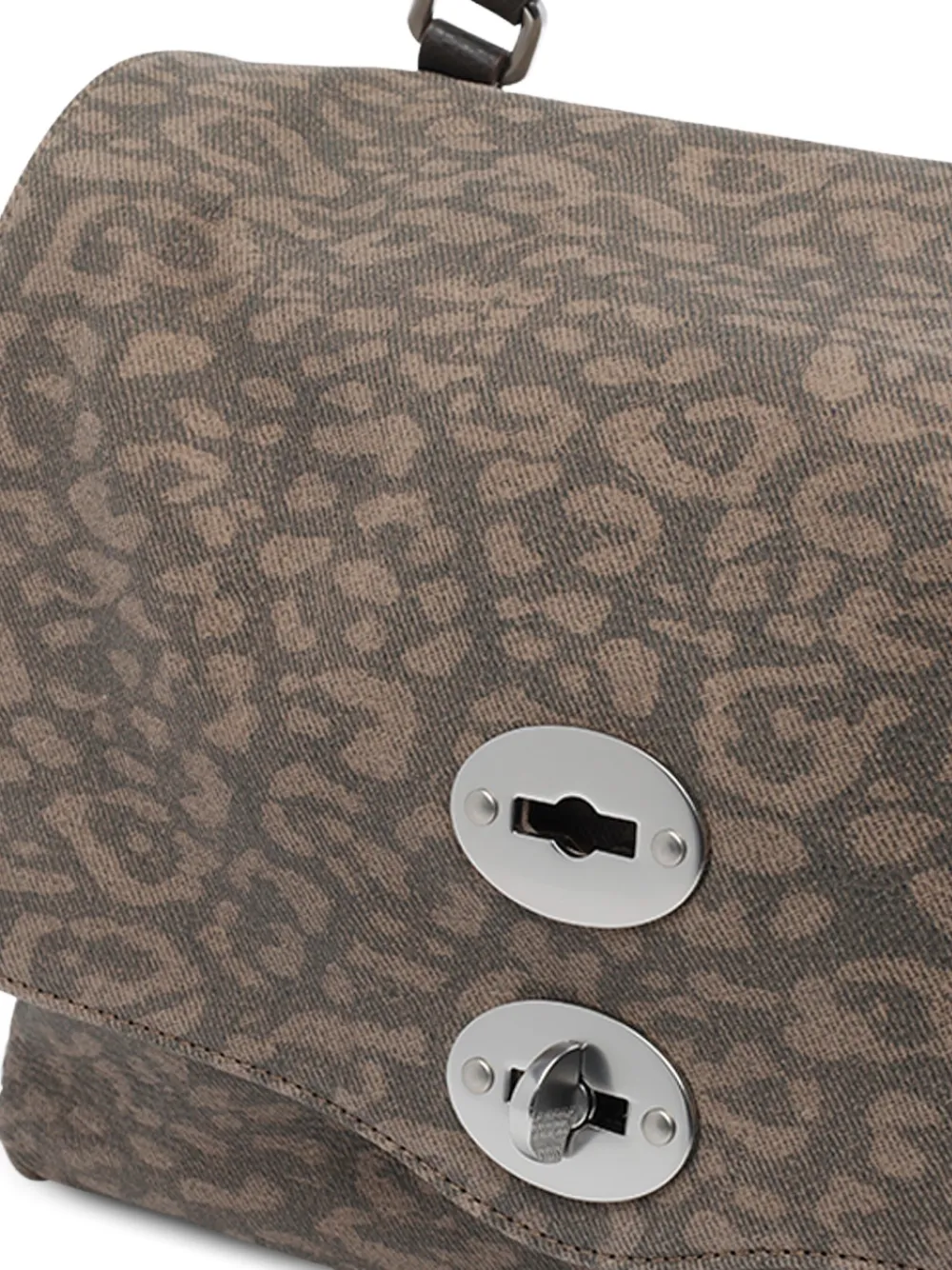 Zanellato Postina shopper met dierenprint en draaislot Bruin