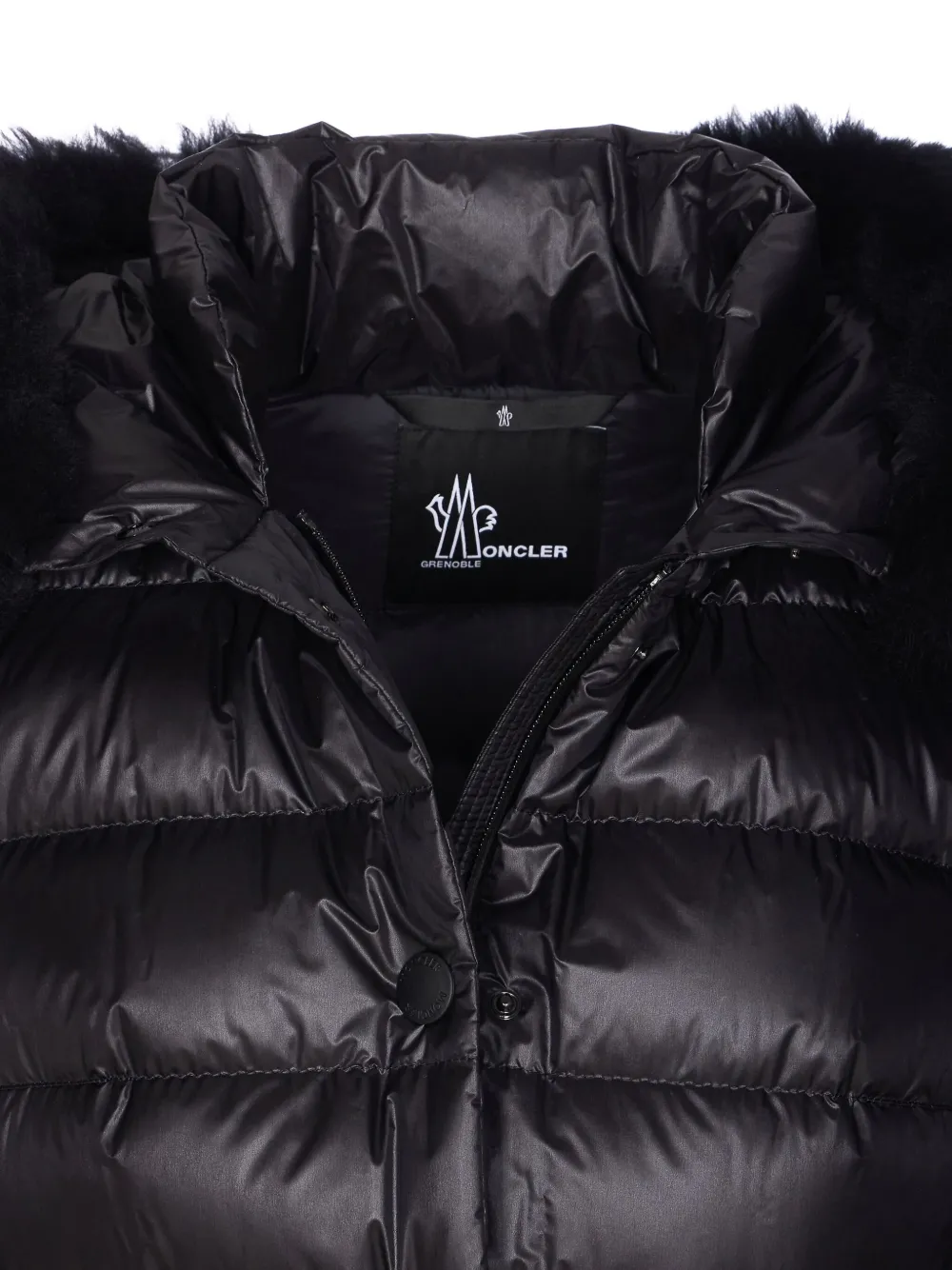 Moncler Grenoble Armoniques donsjack met afwerking van bont Zwart