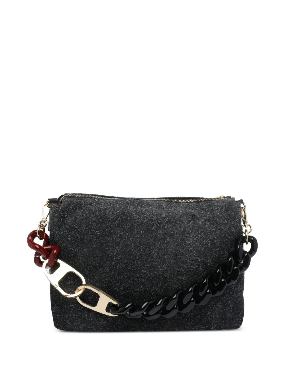 MY BEST BAG Schoudertas met logopatch en ketting - Zwart