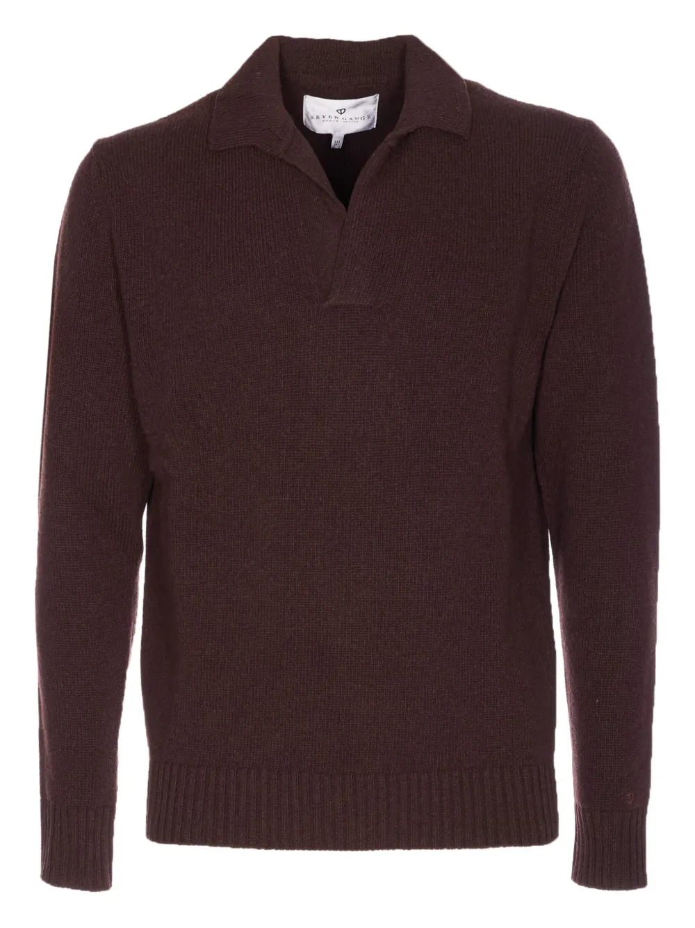 Seven Gauge Long-sleeves V-neck Sweater In Burgundy