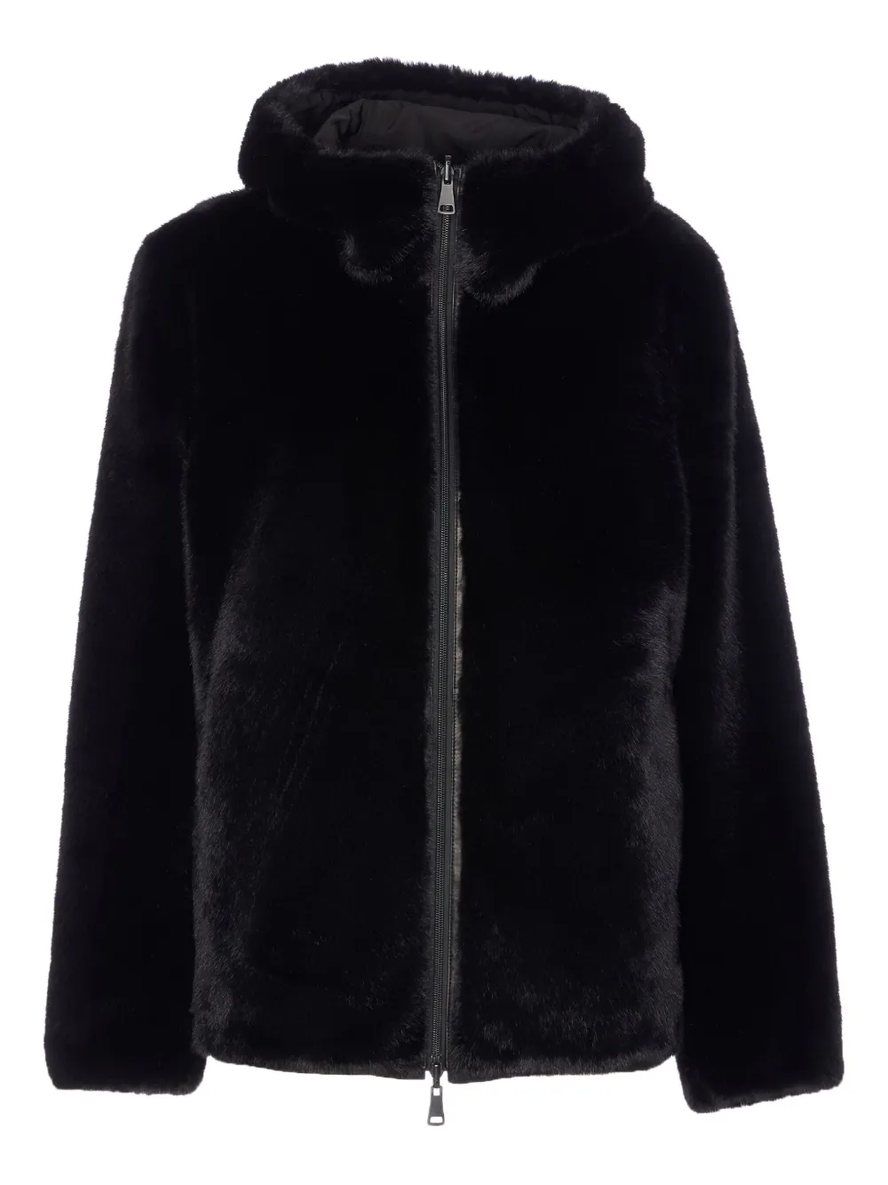 Lou Andrea Reversible Zip-closure Jacket In Black