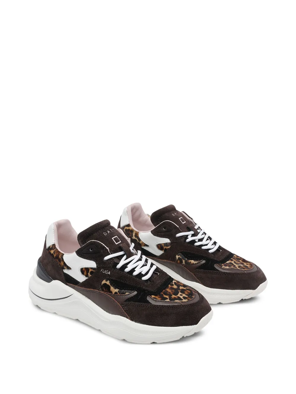D.A.T.E. Fuga sneakers met luipaardprint - Bruin