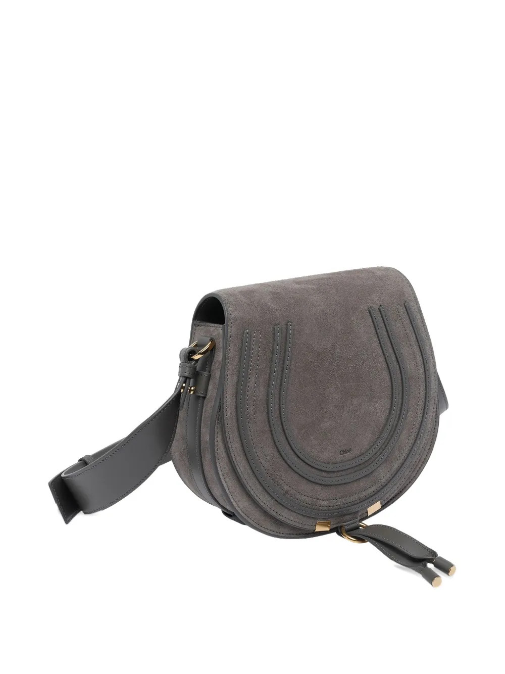 Chloé Suede Shoulder Bag Adjustable Strap In Gray