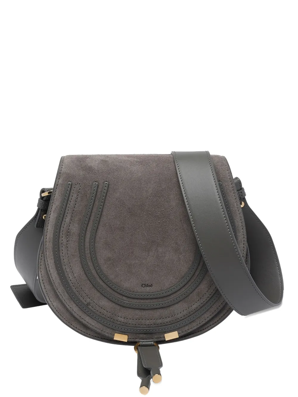 Chloé Marcie Suede Crossbody Bag In Gray