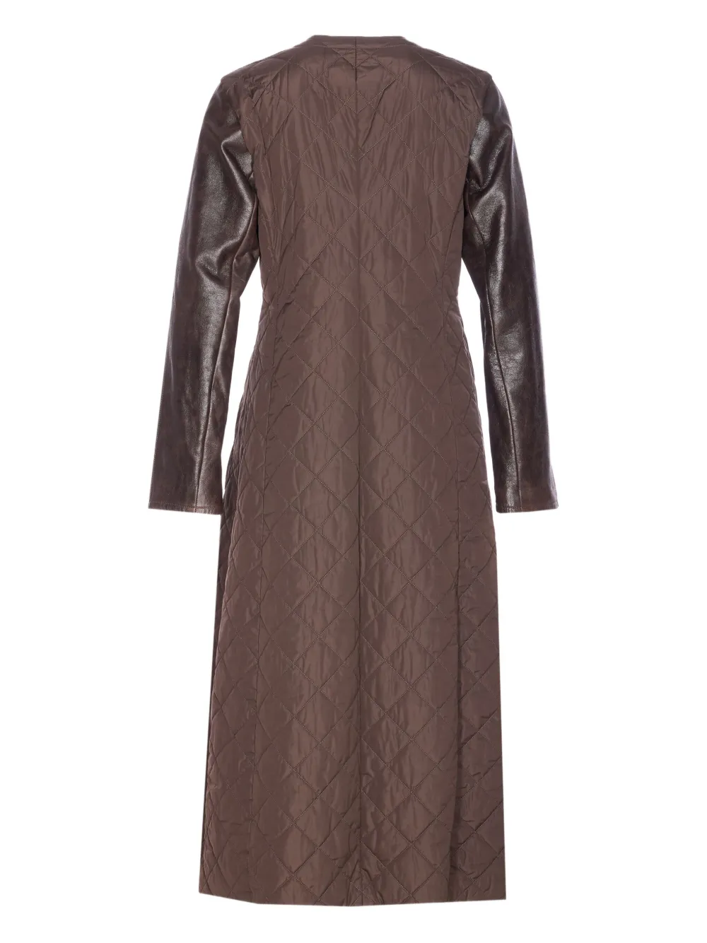 Max Mara Quilted Leather Sleeve Berta Coat In Brown