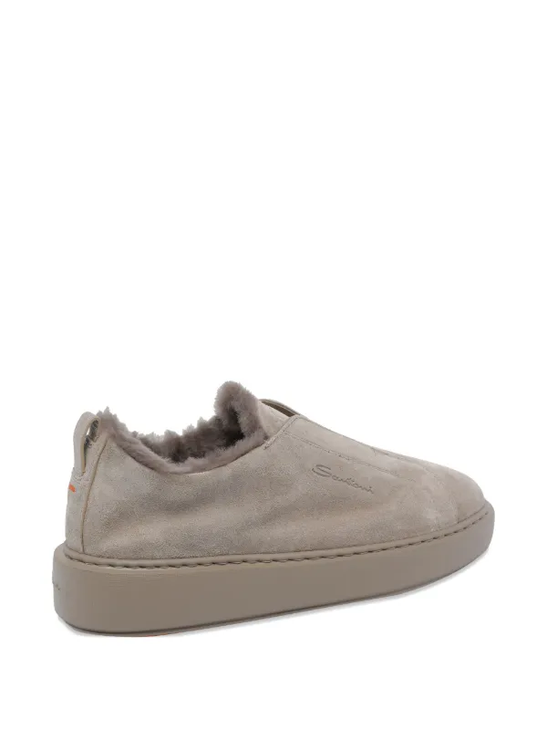 Santoni round-toe Suede Sneakers Neutrals FARFETCH ID
