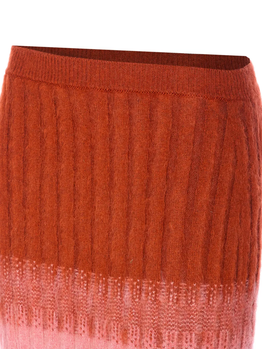 Fendi Gradient Mohair And Wool High-waisted Midi Skirt Clothing In Brown