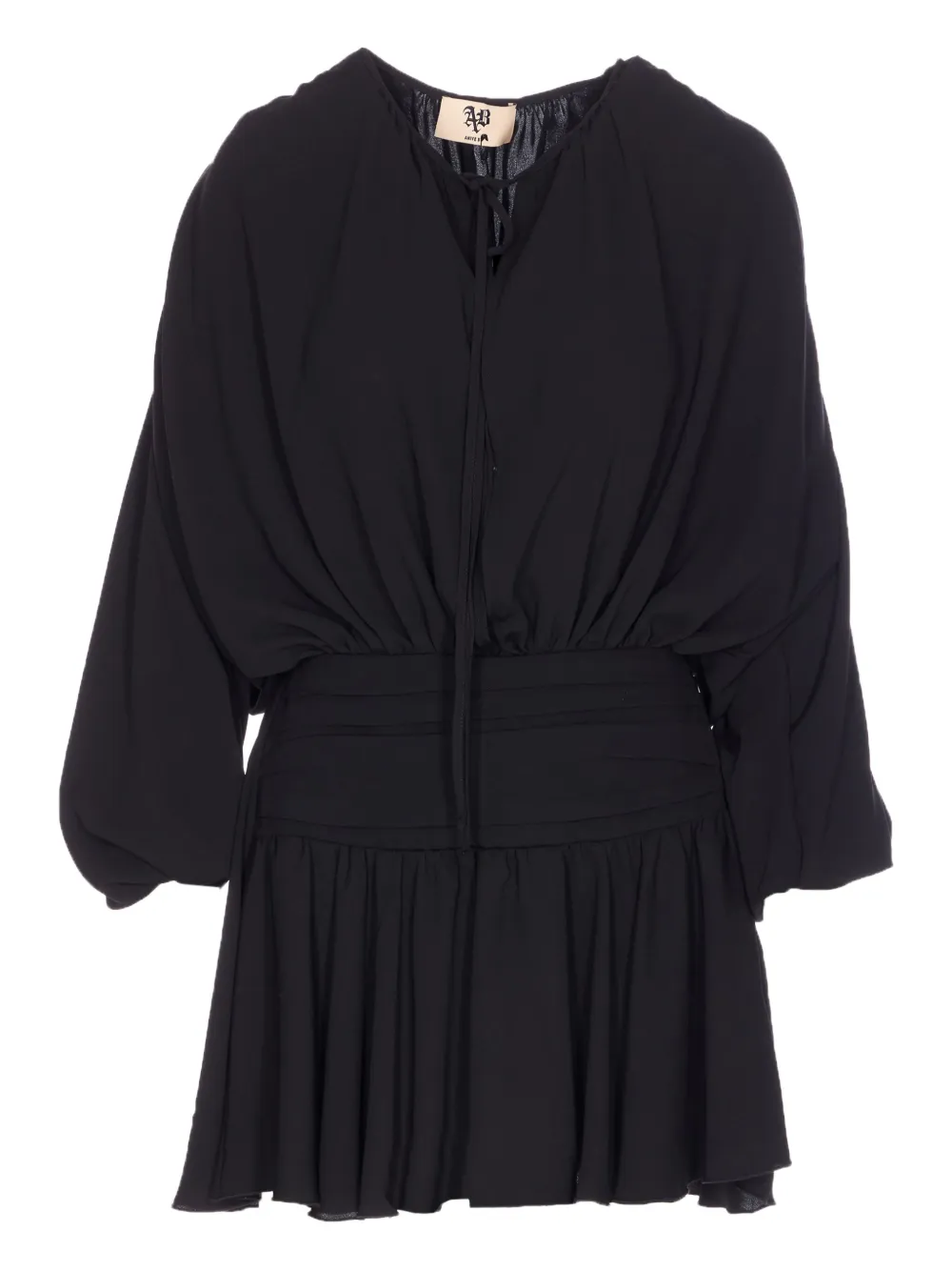 Aniye By Long-sleeve V-neck Mini Dress In Black