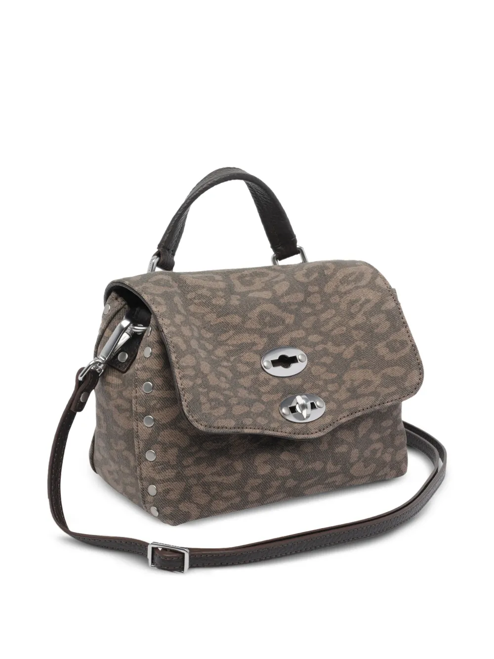 Zanellato Postina mini-shopper met dierenprint Bruin