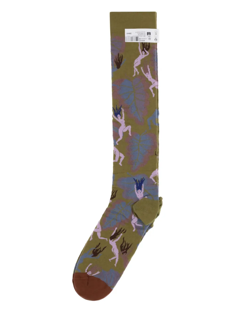 La Maison Leaf-print Socks In Green