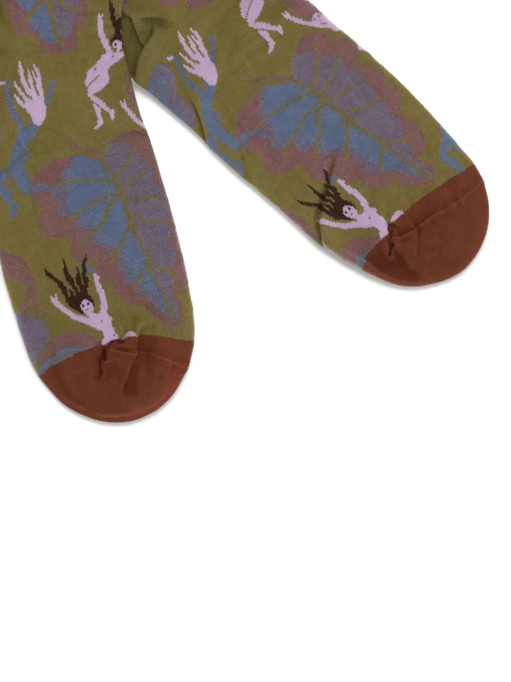 La Maison Leaf-print Socks In Green