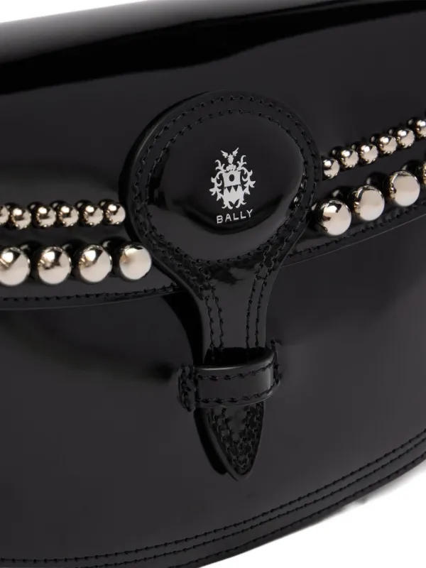 Bally Small Beckett Studded Leather Shoulder Bag | Black | FARFETCH