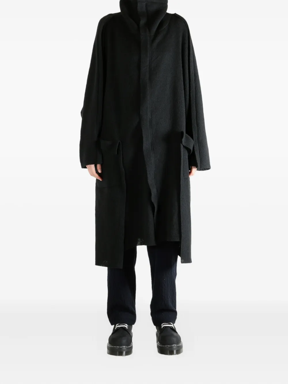 Yohji Yamamoto funnel-neck pocket coat - Zwart