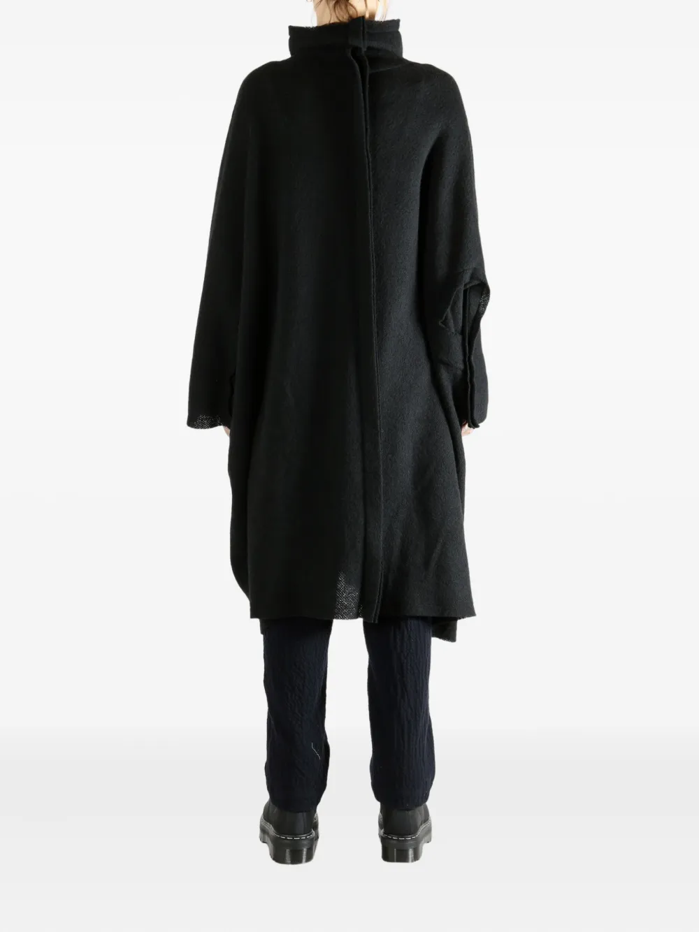 Yohji Yamamoto Jas met zak en trechterhals Zwart