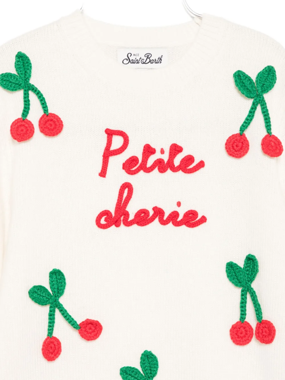 Mc2 Saint Barth Cherry-embroidered Sweater In White