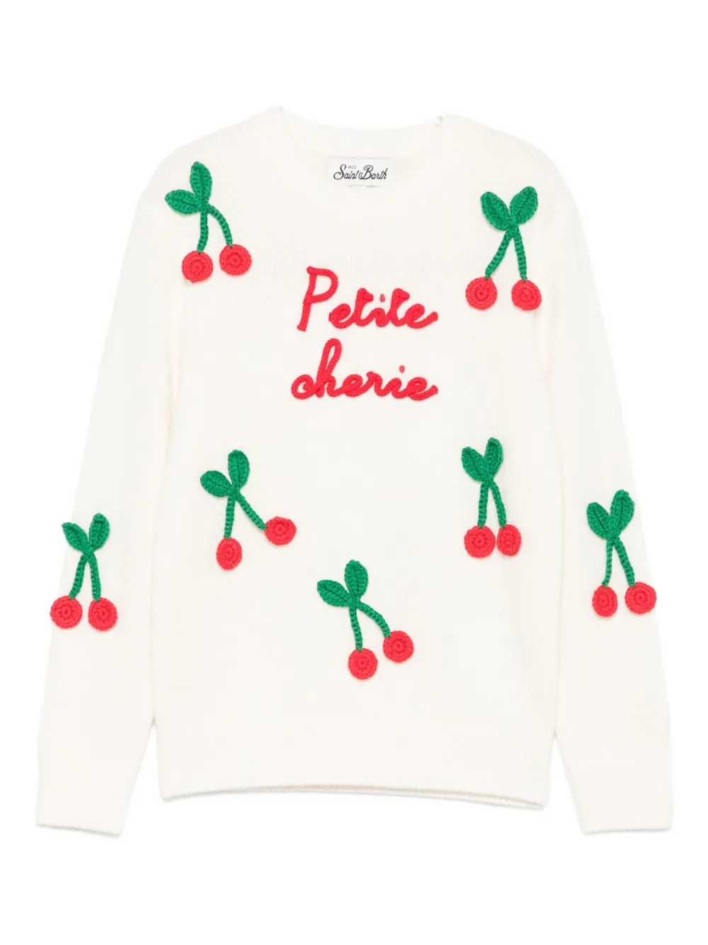 Mc2 Saint Barth Cherry-embroidered Sweater In White