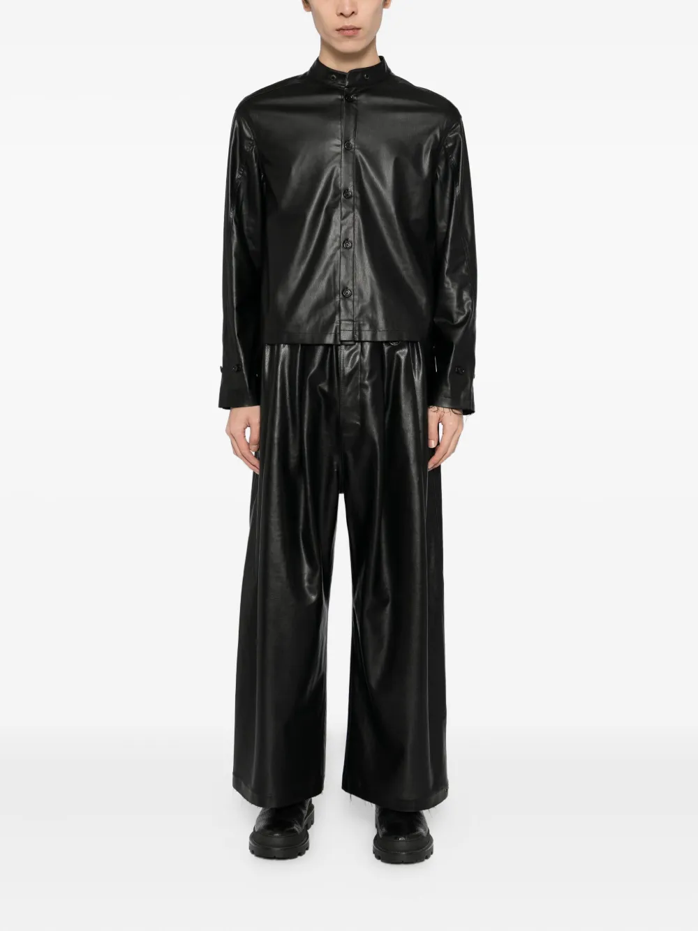 Team Wang Design Raw-edge Shirt In Black