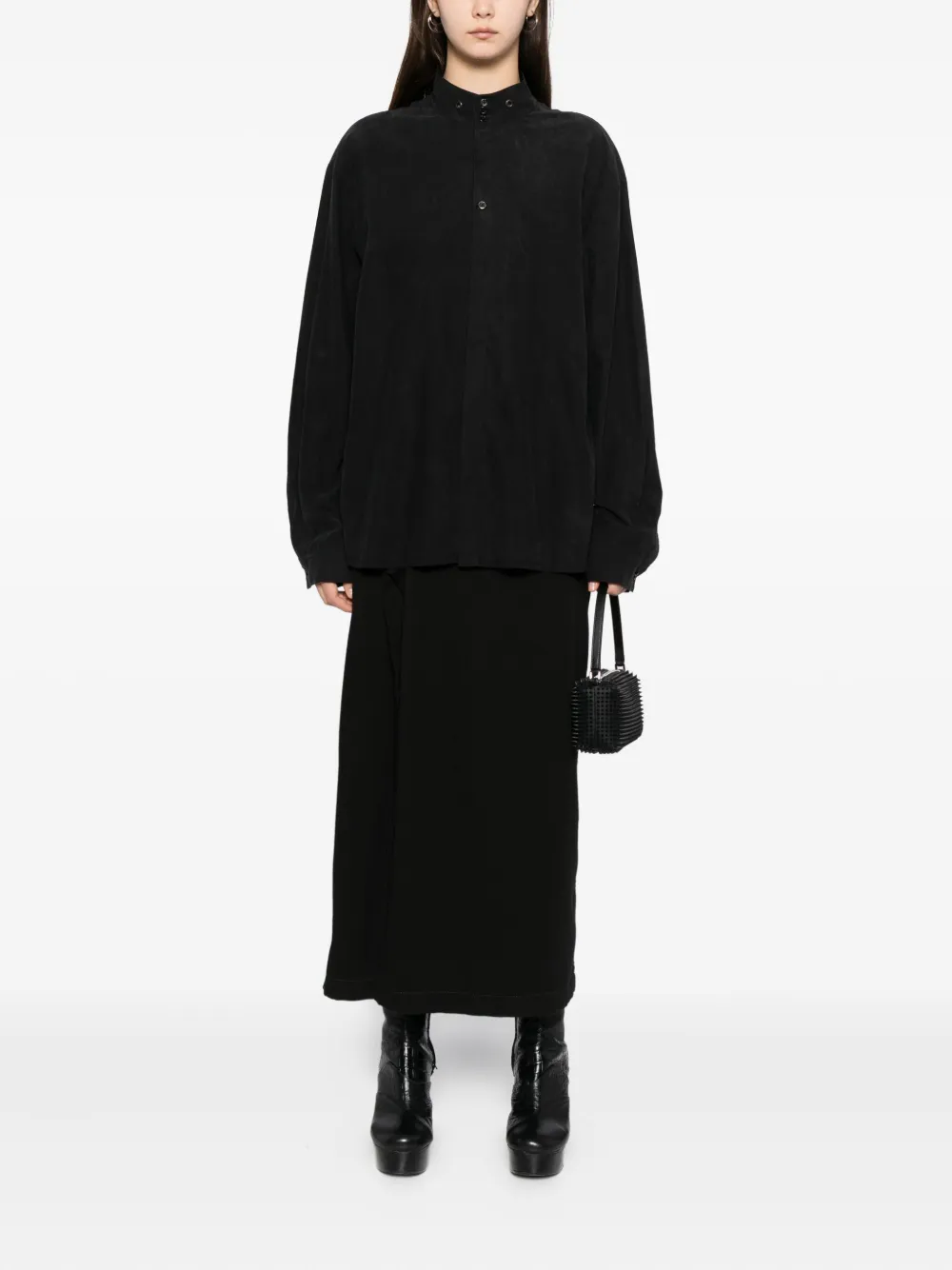Team Wang Design Stand-collar Shirt In Black